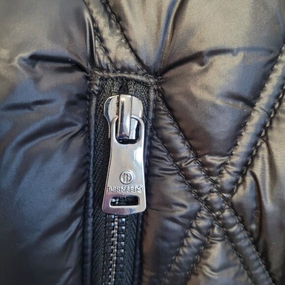 Stylish Black Quilted Women's Puffer Coat. Mixed Media Design. XS-S. - Picture 7 of 14